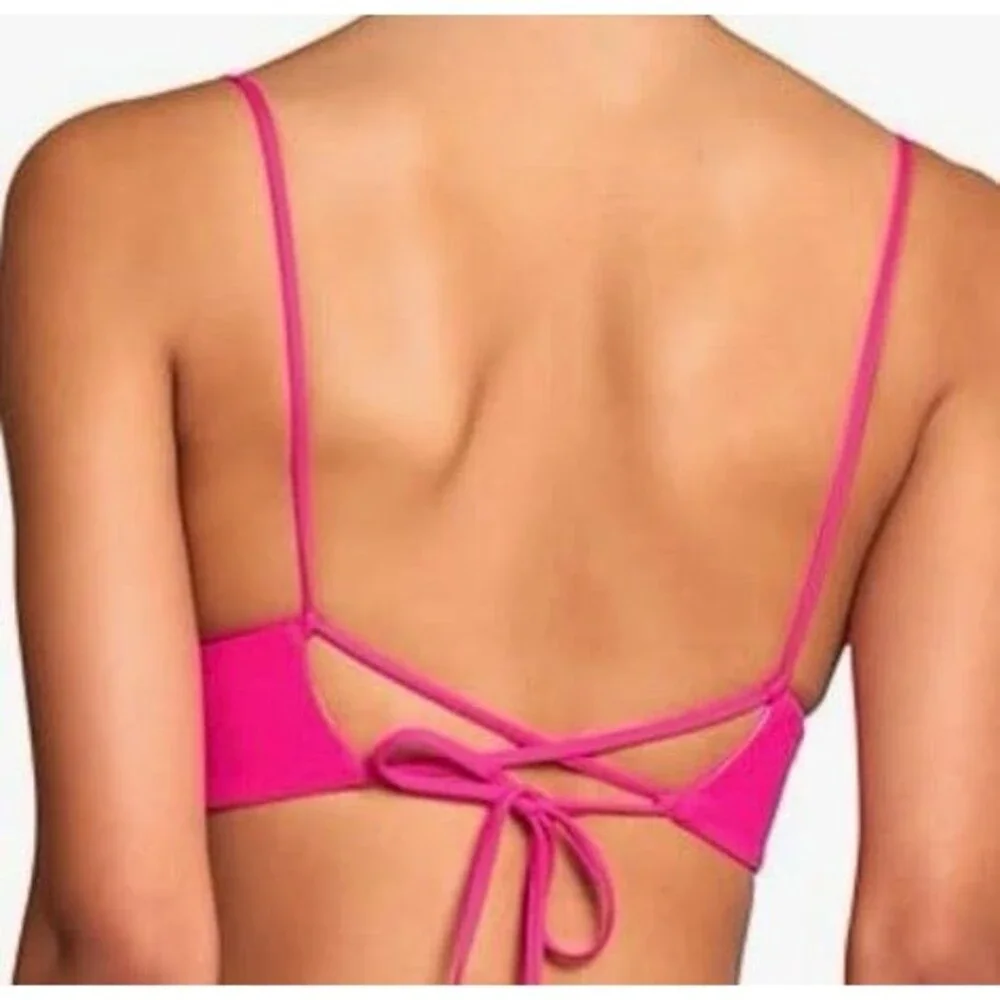 Maaji Dragon Fruit Shine Long Line Triangle Reversible Bikini Top Size M New